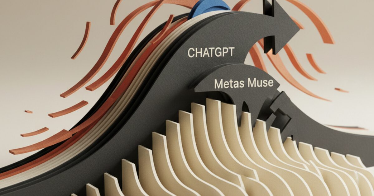 Redaktionel illustration til &bdquo;Brugerne vælger ChatGPT frem for Metas Muse&ldquo;
