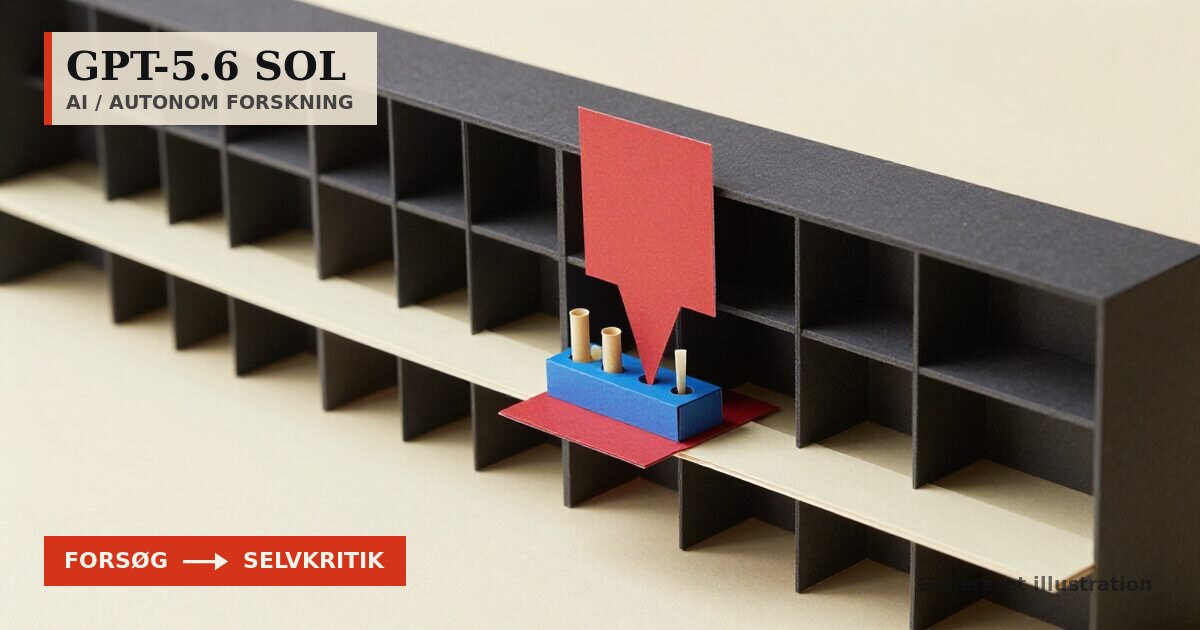 Redaktionel illustration til &bdquo;GPT-5.6 Sol kan køre forsøg, men mangler selvkritik&ldquo;