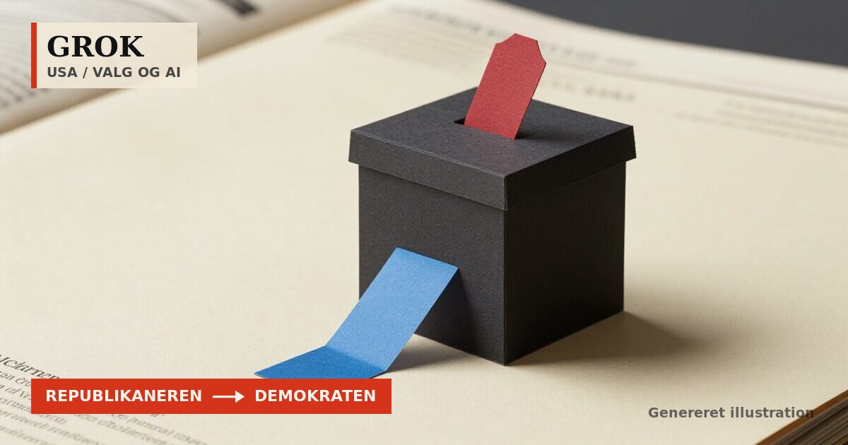 Redaktionel illustration til &bdquo;Grok vælger republikanere, mens GPT vælger demokrater&ldquo;