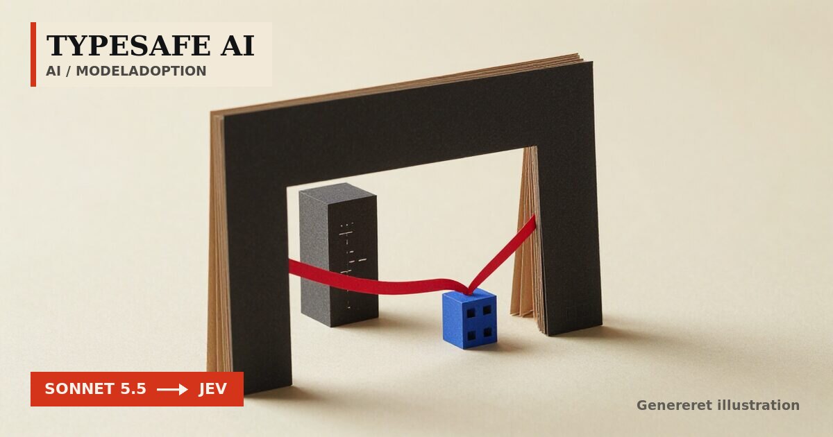 Redaktionel illustration til &bdquo;TypeSafe AI's Jev overhaler Sonnet 5.5 hos Vercels teams&ldquo;